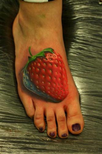 strawberry realistic tattoo
